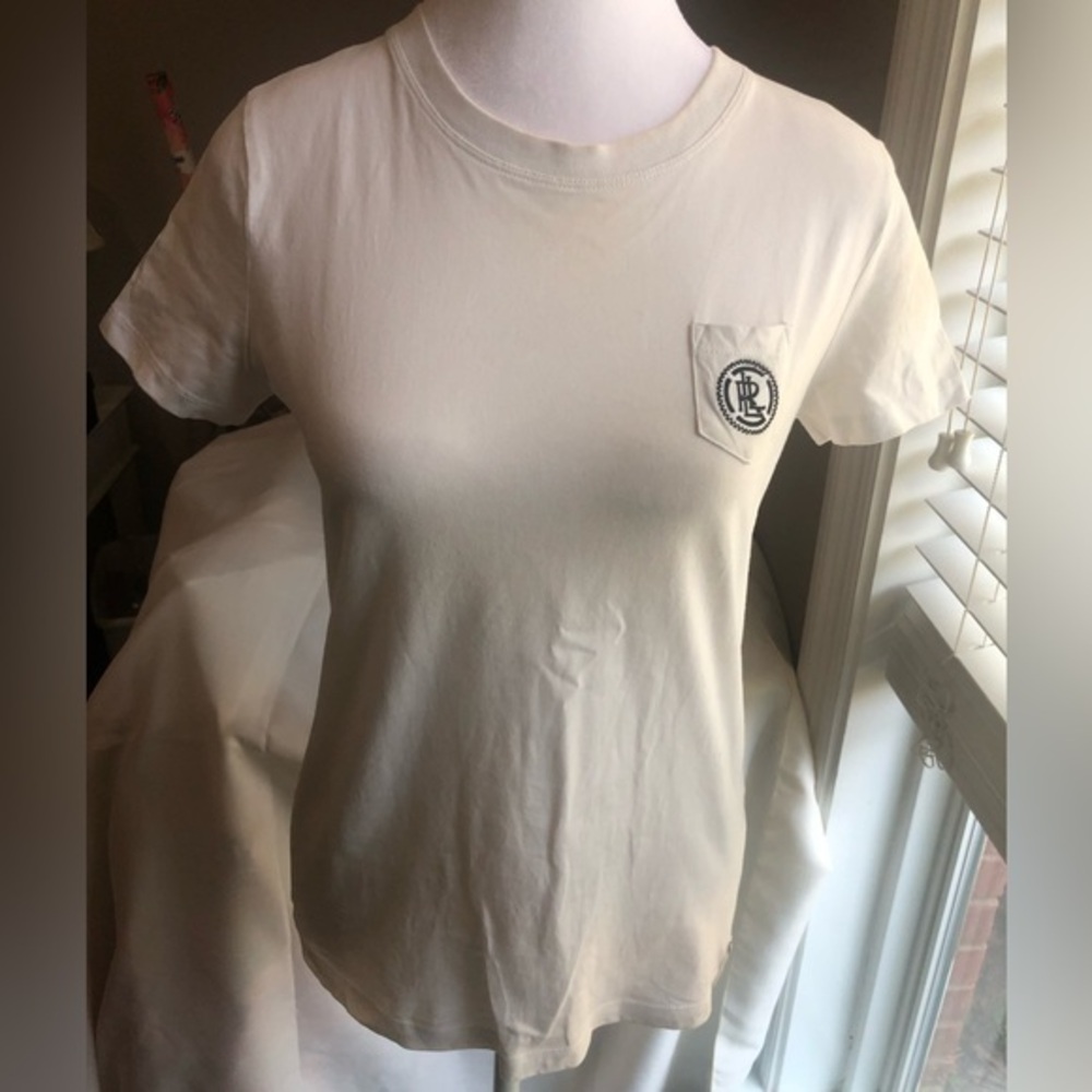 Vintage L-RL White Crew Tee Shirt 90s Y2K Size Small